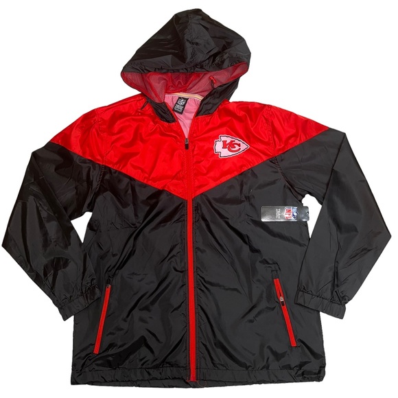 NFL Other - Kansas City Chiefs NFL Rain Jacket Windbreaker Full Zip Black Red